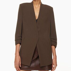 NWT Aritzia Babaton Power Hip Open Front Brown Coffee Bean Blazer Size 16